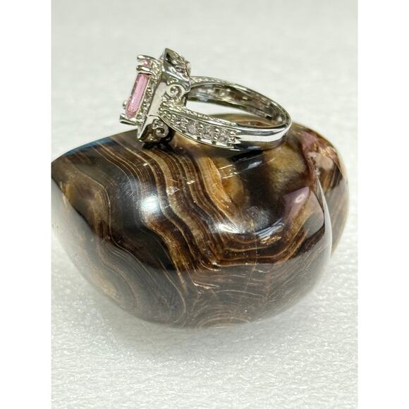 Stunning‎ New Sterling Silver 925 CZ & Pink Crystal Ring - Size 6 $275 - Picture 7 of 7